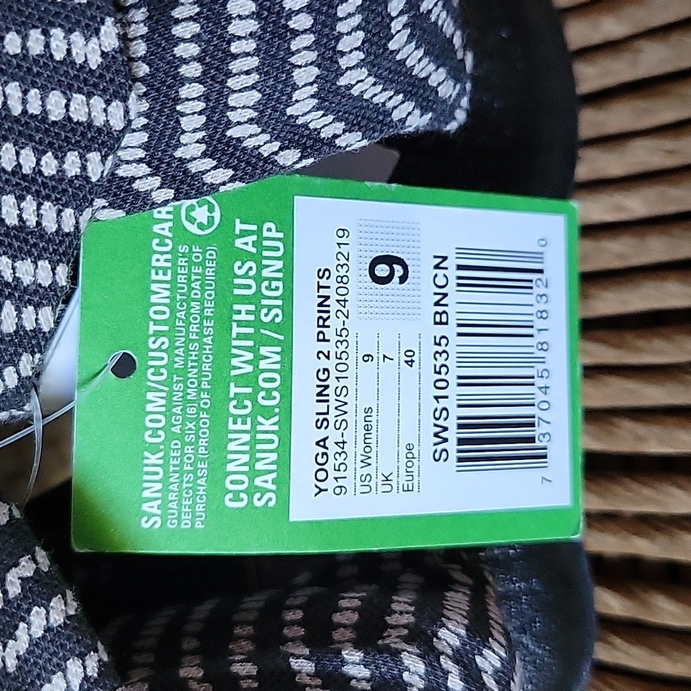 Sanuk Yoga Sling 2, black/off white sandals, size 9 - Picture 6 of 10